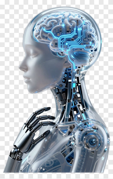 Robot With Glowing Brain PNG