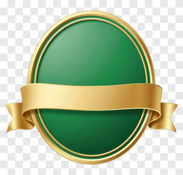 Emerald Green Badge With Gold Ribbon PNG