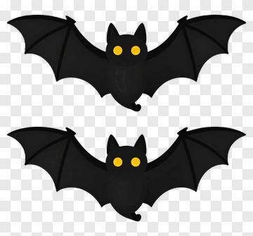 Two Cartoon Bats With Glowing Eyes PNG