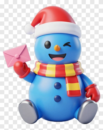 Blue Snowman Holding Envelope PNG