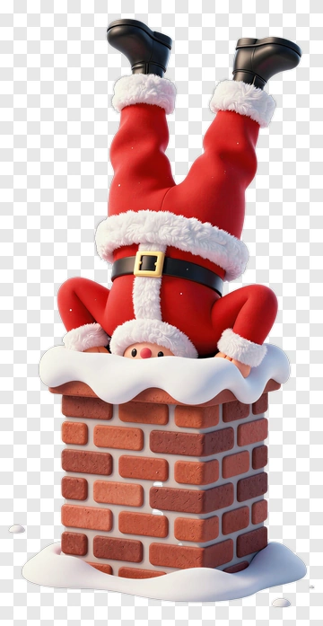 Santa Claus Upside Down In Chimney PNG