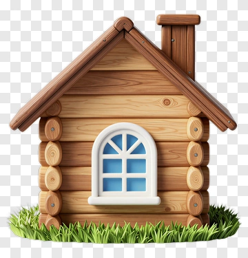 Cute Wooden Log Cabin House PNG