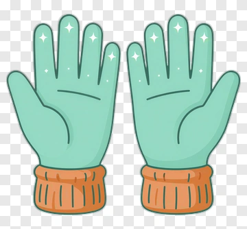 Pair Of Green Gloves With Orange Cuffs PNG