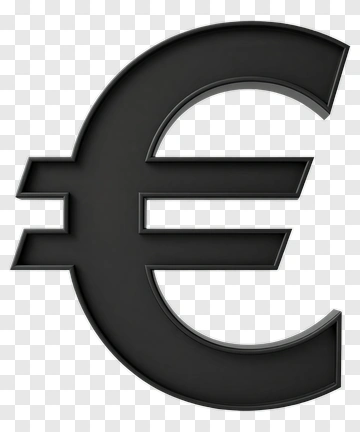 Black Euro Symbol 3D PNG