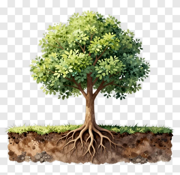 Tree With Visible Roots And Soil PNG
