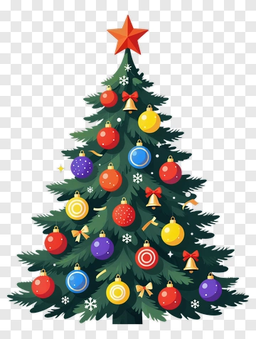 Decorated Christmas Tree With Ornaments PNG