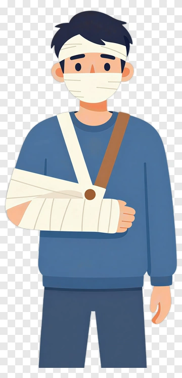 Man With Bandaged Arm And Mask PNG