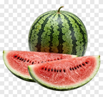 Fresh Watermelon Slices And Whole Fruit PNG