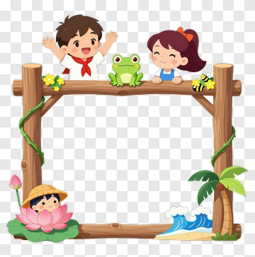 Children And Animals In A Nature Frame PNG