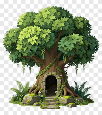 Tree House With Stone Steps PNG