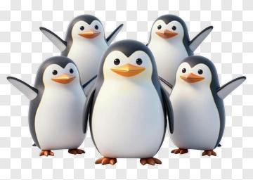 Group Of Cartoon Penguins PNG