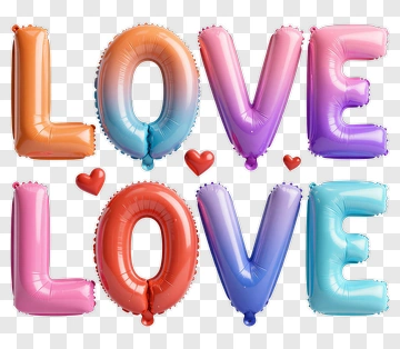 Love Balloon Letters PNG