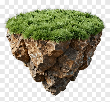 Floating Island With Grass And Rock PNG