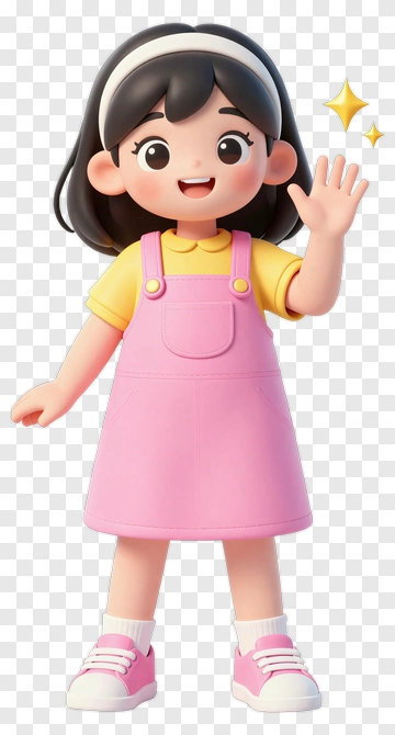 Cartoon Girl Waving PNG