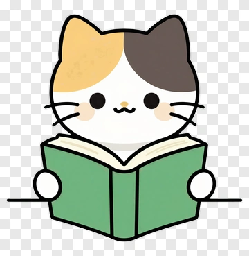 Cat Reading Book PNG