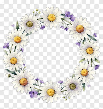 Flower Wreath With Daisy And Purple Flower PNG