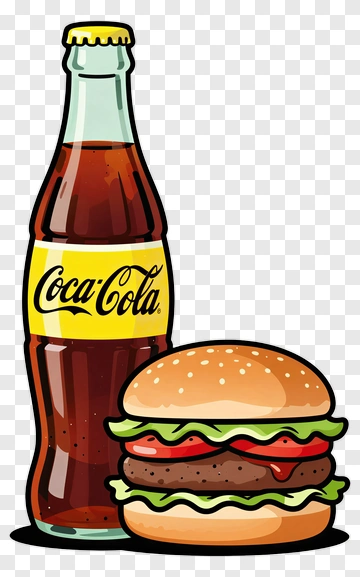 Coca-Cola Bottle And Hamburger PNG