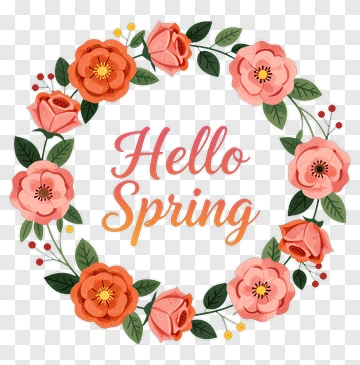 Hello Spring Flower Wreath PNG