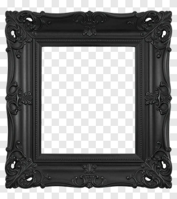 Ornate Black Mirror Frame PNG