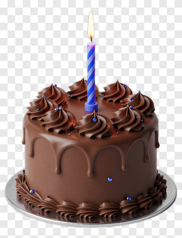 Chocolate Birthday Cake With Blue Candle PNG