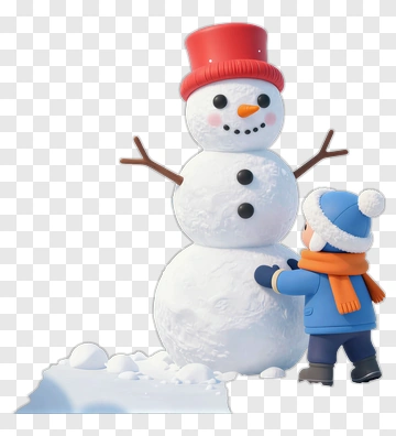 Child Building Snowman PNG