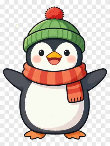 Happy Penguin In Winter Clothes PNG