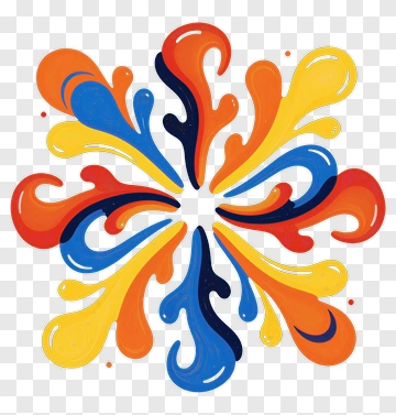 Abstract Floral Design In Bright Colors PNG