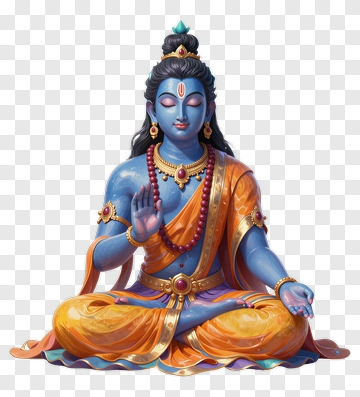 Blue-Skinned Deity In Meditation PNG