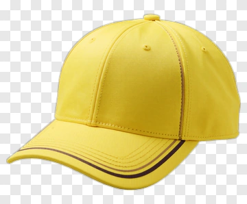 Yellow Baseball Cap With Brown Stripes PNG