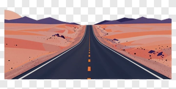Desert Road Leading To Mountains PNG