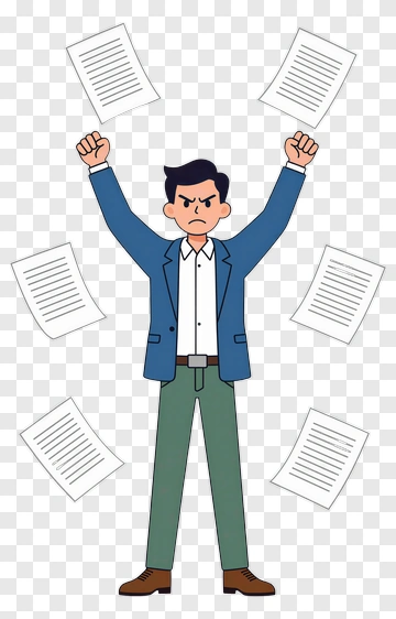 Angry Businessman Protesting With Papers PNG
