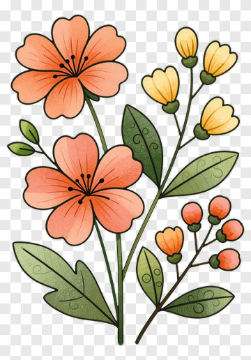 Orange And Yellow Floral Design PNG