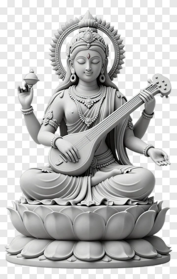 Goddess Saraswati With Veena PNG