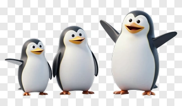 Three Cartoon Penguins Family PNG