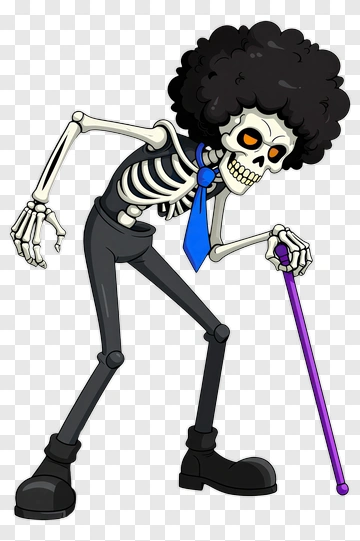 Skeletor With Afro And Cane PNG