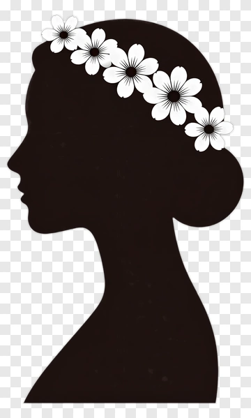 Silhouette Of A Woman With Flower Crown PNG