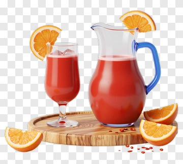 Refreshing Orange Juice With Pitcher And Glass PNG