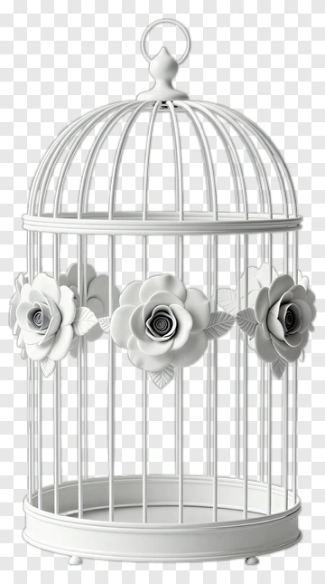 White Birdcage With Rose Decor PNG