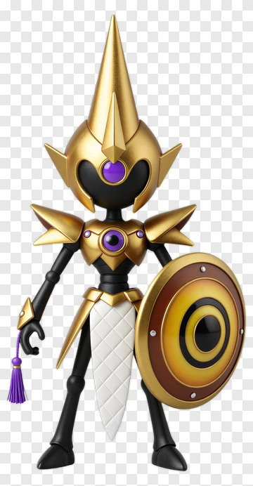 Golden Armored Robot Figurine PNG