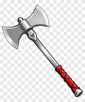 Silver Axe With Red Handle PNG