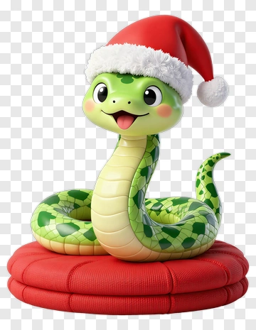 Happy Snake In Santa Hat PNG