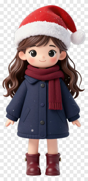 Christmas Girl In Santa Hat PNG