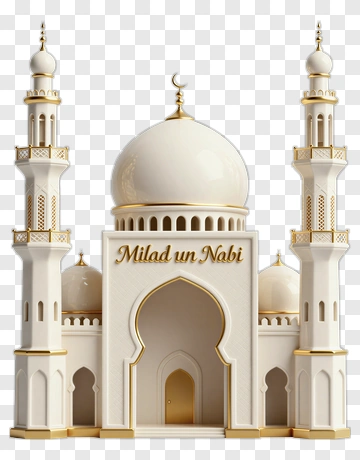 White Mosque With Gold Accents For Milad Un Nabi PNG