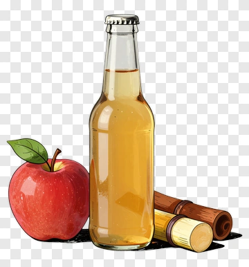 Apple Cider Bottle With Apple And Cane PNG