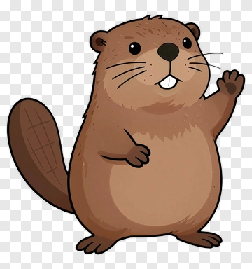 Cartoon Beaver Waving PNG