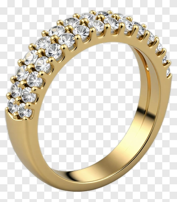 Gold Diamond Ring With Embedded Stones PNG
