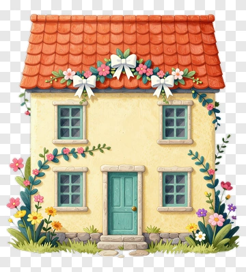 Cottage With Floral Decorations PNG