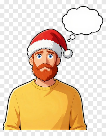 Man With Beard Wearing Santa Hat PNG
