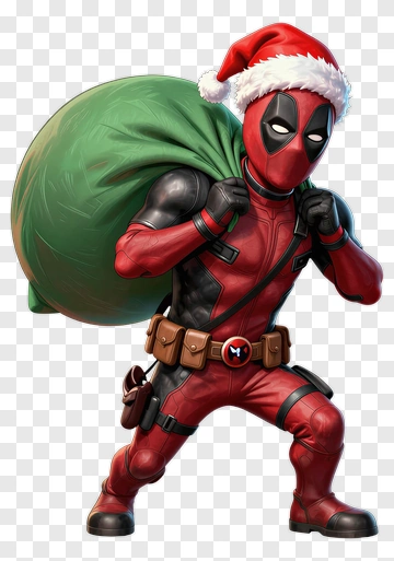 Deadpool In Santa Hat With Christmas Sack PNG