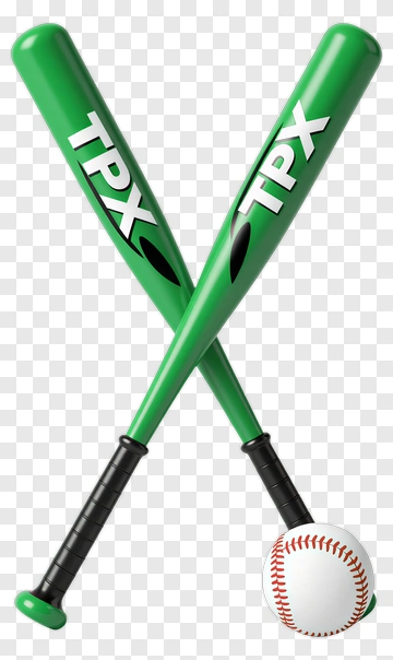 Crossed Green Baseball Bats With Ball PNG